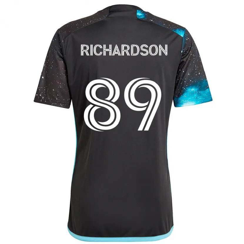 Danxen Kinderen Nick Richardson #89 Zwart Blauw Thuisshirt Thuistenue 2024/25 T-Shirt