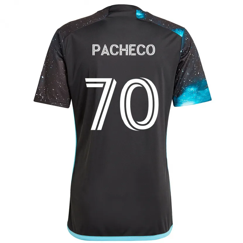 Danxen Kinderen Diogo Pacheco #70 Zwart Blauw Thuisshirt Thuistenue 2024/25 T-Shirt