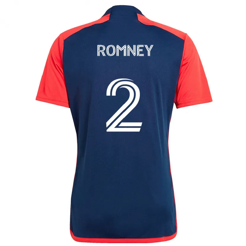 Danxen Kinderen Dave Romney #2 Blauw Rood Thuisshirt Thuistenue 2024/25 T-Shirt