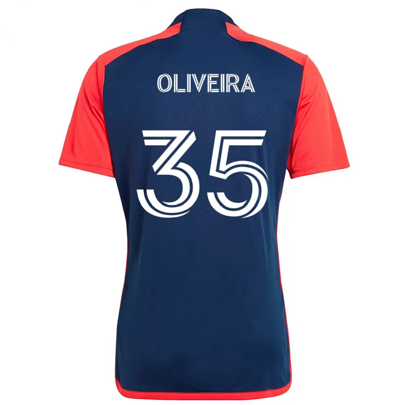 Danxen Kinderen Cristiano Oliveira #35 Blauw Rood Thuisshirt Thuistenue 2024/25 T-Shirt