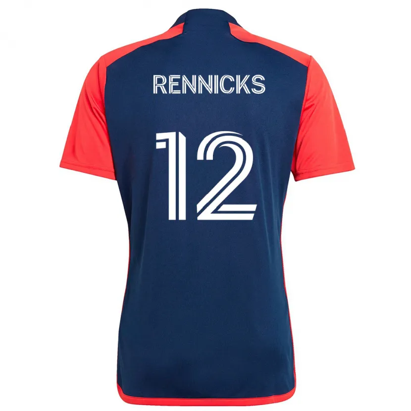 Danxen Kinderen Justin Rennicks #12 Blauw Rood Thuisshirt Thuistenue 2024/25 T-Shirt