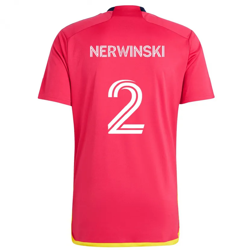 Danxen Kinderen Jake Nerwinski #2 Rood Blauw Thuisshirt Thuistenue 2024/25 T-Shirt