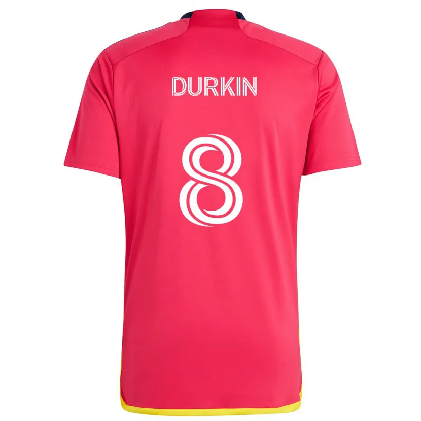 Danxen Kinderen Chris Durkin #8 Rood Blauw Thuisshirt Thuistenue 2024/25 T-Shirt