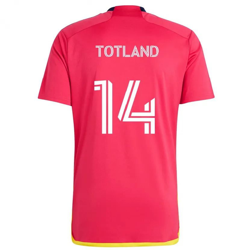 Danxen Kinderen Tomas Totland #14 Rood Blauw Thuisshirt Thuistenue 2024/25 T-Shirt