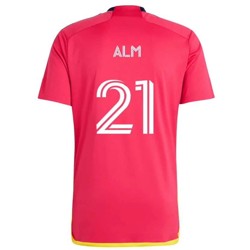 Danxen Kinderen Rasmus Alm #21 Rood Blauw Thuisshirt Thuistenue 2024/25 T-Shirt