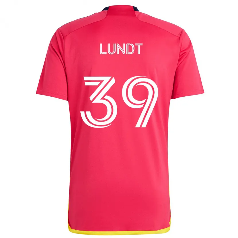 Danxen Kinderen Ben Lundt #39 Rood Blauw Thuisshirt Thuistenue 2024/25 T-Shirt