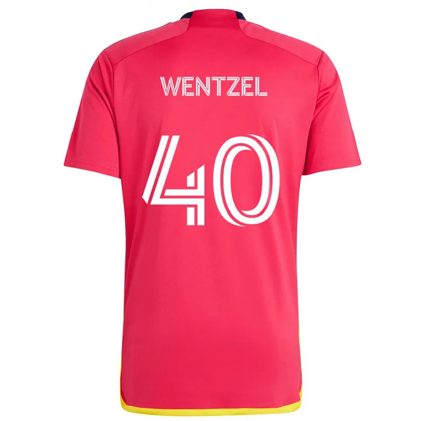 Danxen Kinderen Michael Wentzel #40 Rood Blauw Thuisshirt Thuistenue 2024/25 T-Shirt