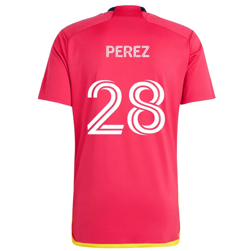 Danxen Kinderen Miguel Perez #28 Rood Blauw Thuisshirt Thuistenue 2024/25 T-Shirt