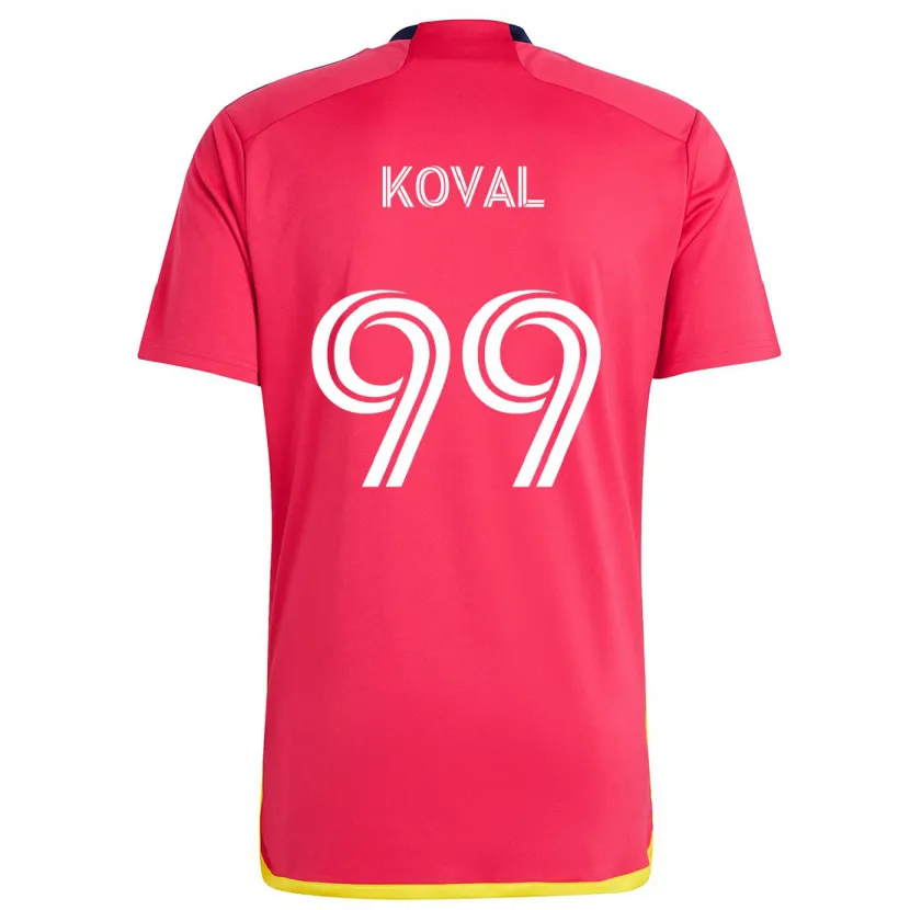 Danxen Kinderen Stanislav Koval #99 Rood Blauw Thuisshirt Thuistenue 2024/25 T-Shirt