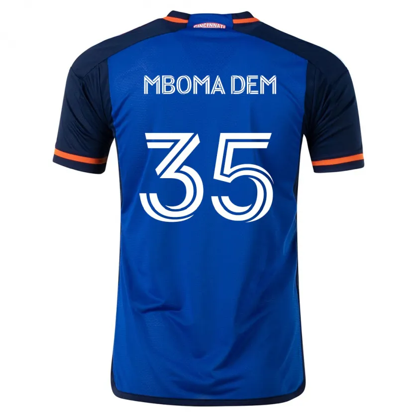 Danxen Kinderen Kenji Mboma Dem #35 Blauw Wit Thuisshirt Thuistenue 2024/25 T-Shirt