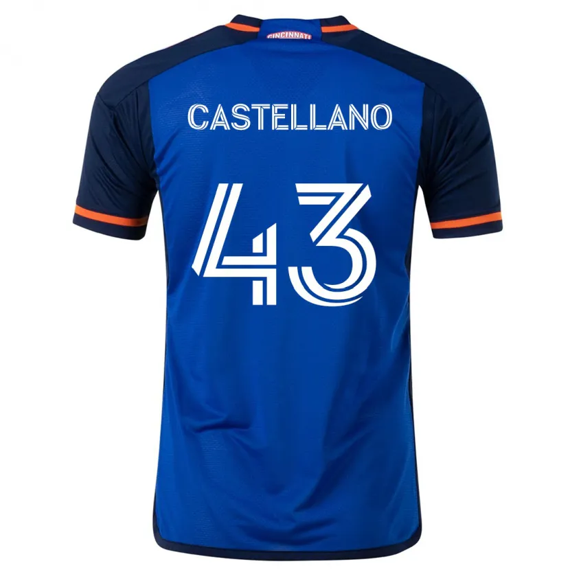 Danxen Kinderen Jesús Castellano #43 Blauw Wit Thuisshirt Thuistenue 2024/25 T-Shirt