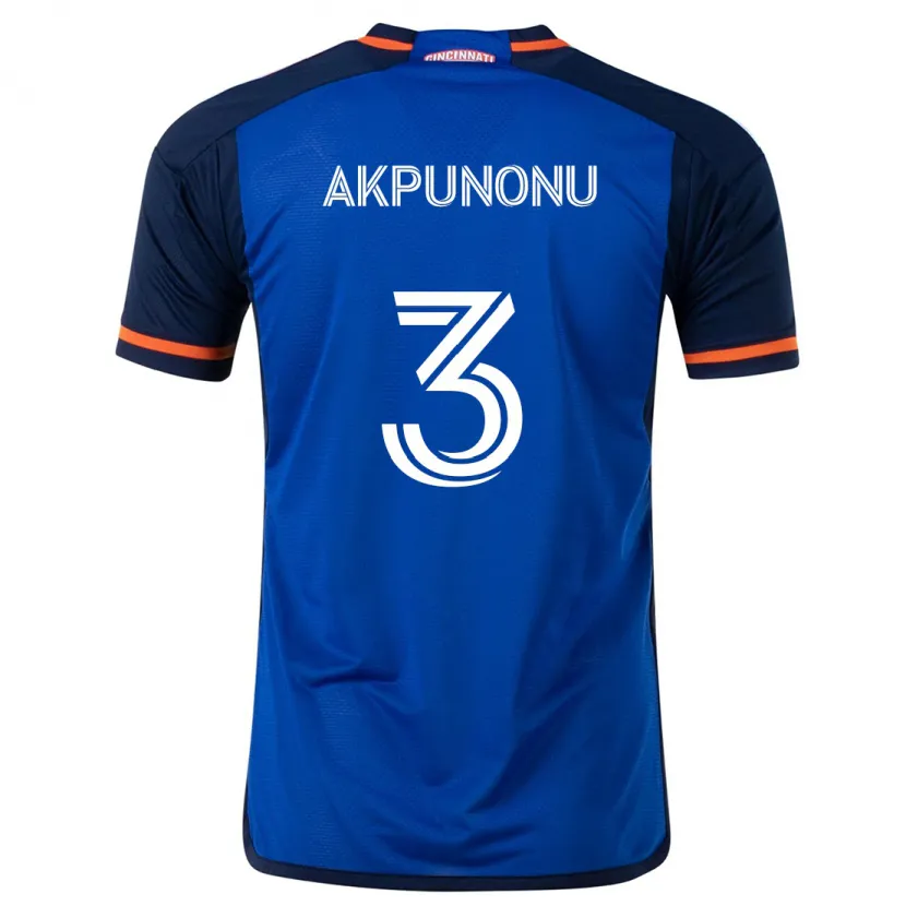 Danxen Kinderen Joey Akpunonu #3 Blauw Wit Thuisshirt Thuistenue 2024/25 T-Shirt