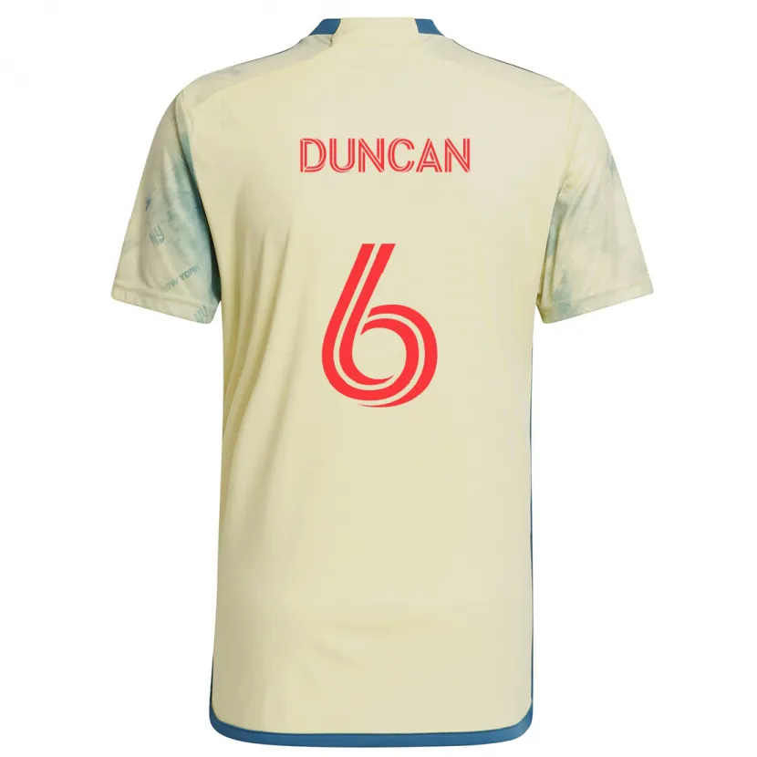 Danxen Kinderen Kyle Duncan #6 Geel Rood Blauw Thuisshirt Thuistenue 2024/25 T-Shirt