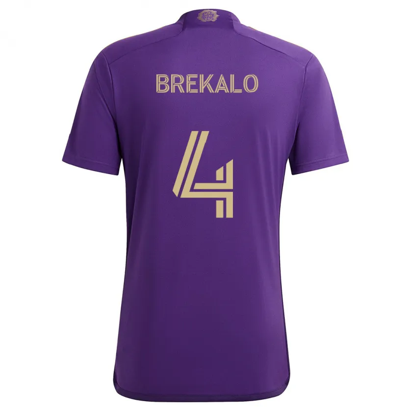 Danxen Kinderen David Brekalo #4 Paars Geel Thuisshirt Thuistenue 2024/25 T-Shirt