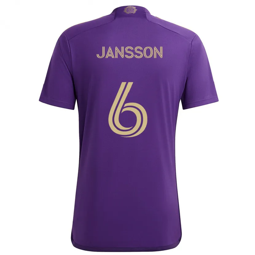 Danxen Kinderen Robin Jansson #6 Paars Geel Thuisshirt Thuistenue 2024/25 T-Shirt