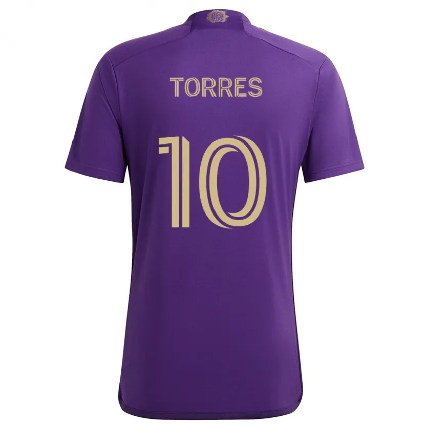 Danxen Kinderen Facundo Torres #10 Paars Geel Thuisshirt Thuistenue 2024/25 T-Shirt