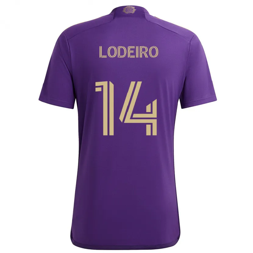 Danxen Kinderen Nicolás Lodeiro #14 Paars Geel Thuisshirt Thuistenue 2024/25 T-Shirt