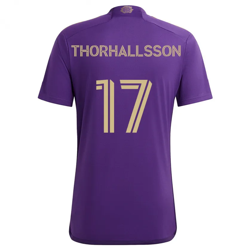 Danxen Kinderen Dagur Dan Thórhallsson #17 Paars Geel Thuisshirt Thuistenue 2024/25 T-Shirt