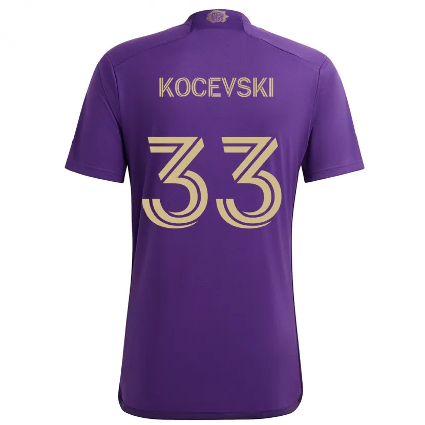 Danxen Kinderen Jeorgio Kocevski #33 Paars Geel Thuisshirt Thuistenue 2024/25 T-Shirt