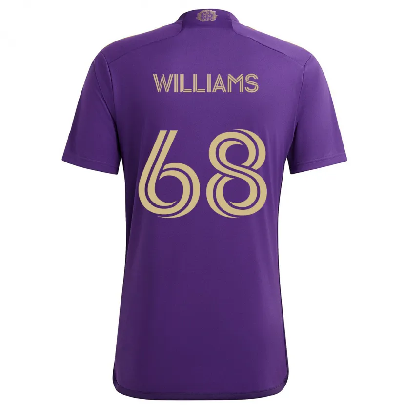 Danxen Kinderen Thomas Williams #68 Paars Geel Thuisshirt Thuistenue 2024/25 T-Shirt