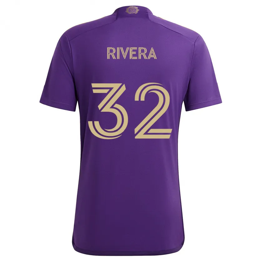 Danxen Kinderen Wilfredo Rivera #32 Paars Geel Thuisshirt Thuistenue 2024/25 T-Shirt