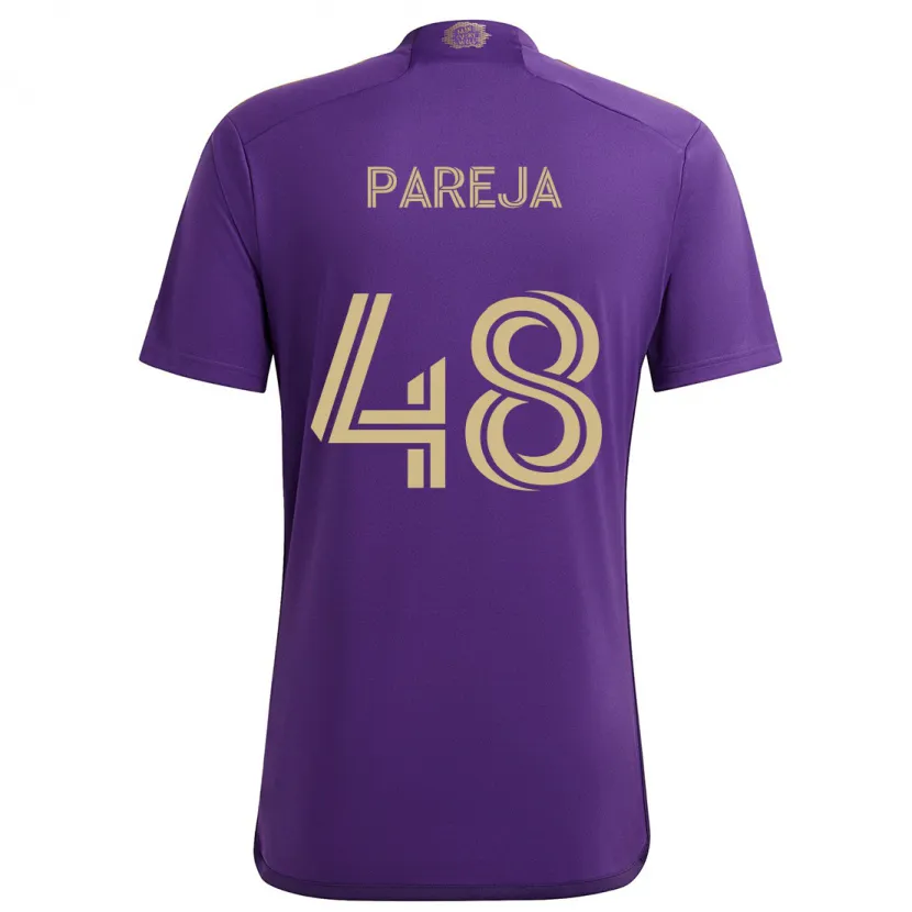 Danxen Kinderen Diego Pareja #48 Paars Geel Thuisshirt Thuistenue 2024/25 T-Shirt