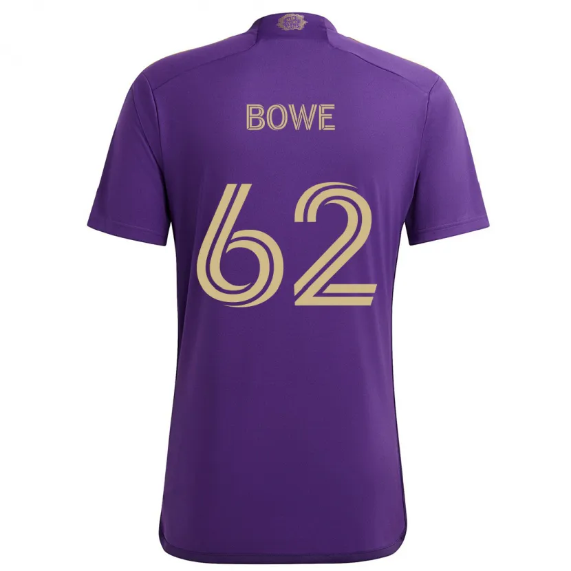 Danxen Kinderen Thomas Bowe #62 Paars Geel Thuisshirt Thuistenue 2024/25 T-Shirt