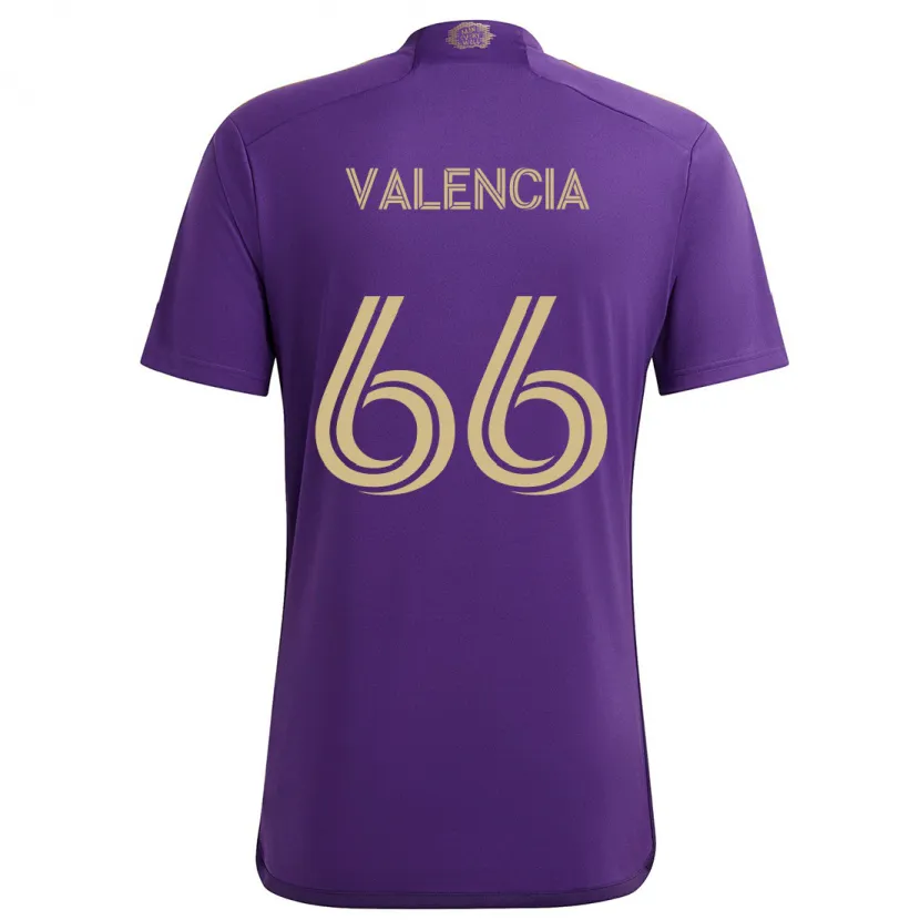 Danxen Kinderen Yeiler Valencia #66 Paars Geel Thuisshirt Thuistenue 2024/25 T-Shirt