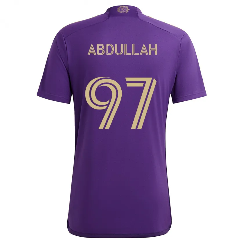 Danxen Kinderen Majed Abdullah #97 Paars Geel Thuisshirt Thuistenue 2024/25 T-Shirt