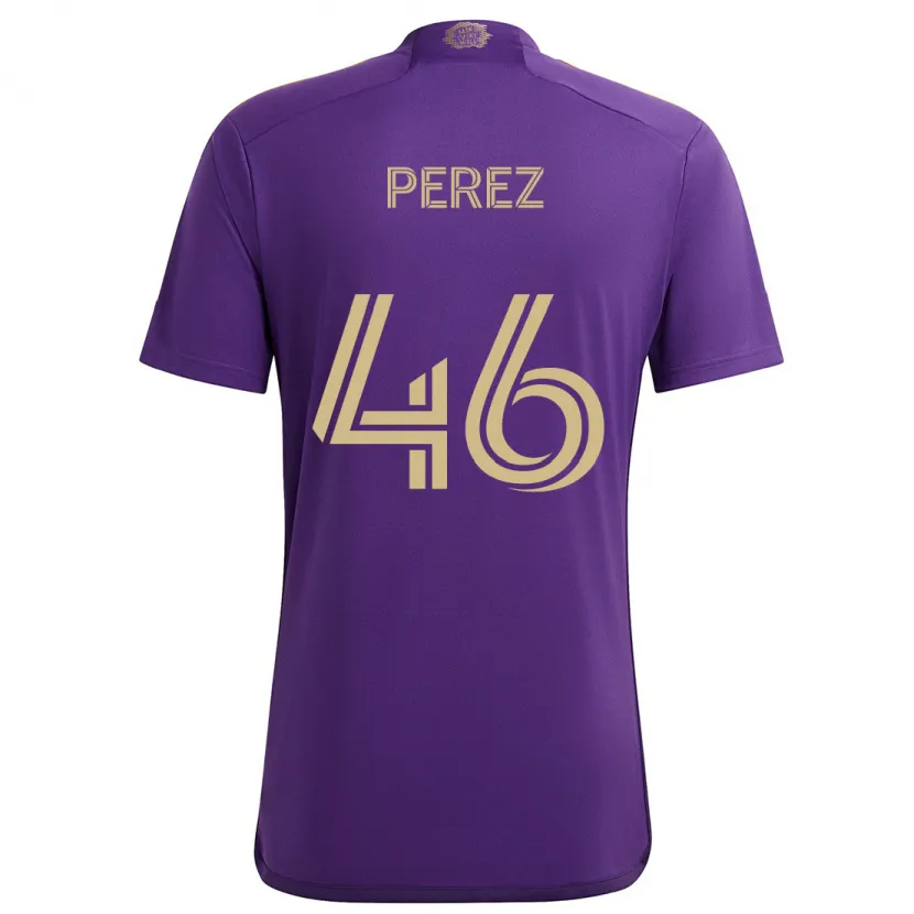 Danxen Kinderen Franco Pérez #46 Paars Geel Thuisshirt Thuistenue 2024/25 T-Shirt