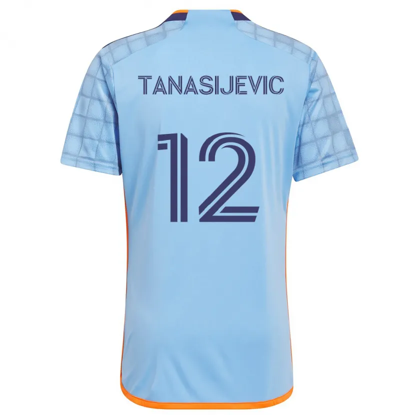 Danxen Kinderen Strahinja Tanasijevic #12 Blauw Oranje Thuisshirt Thuistenue 2024/25 T-Shirt