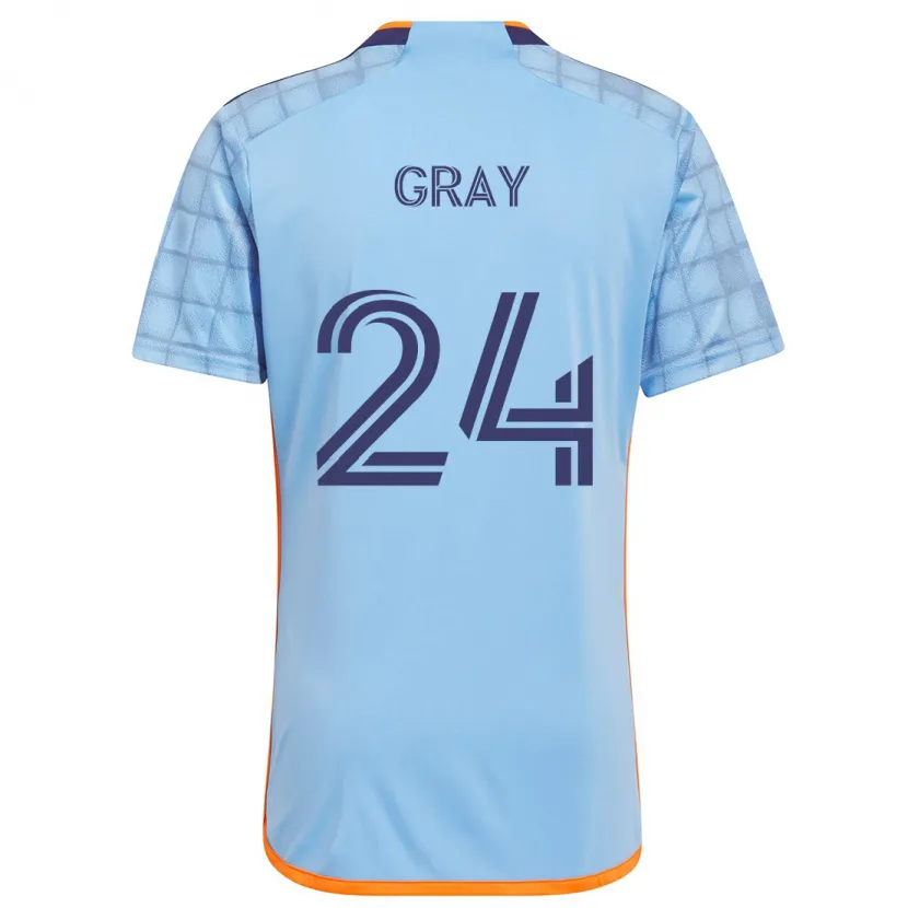 Danxen Kinderen Tayvon Gray #24 Blauw Oranje Thuisshirt Thuistenue 2024/25 T-Shirt