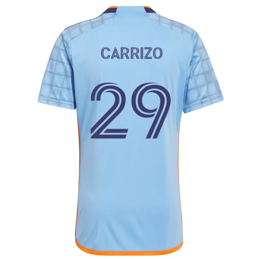 Danxen Kinderen Máximo Carrizo #29 Blauw Oranje Thuisshirt Thuistenue 2024/25 T-Shirt