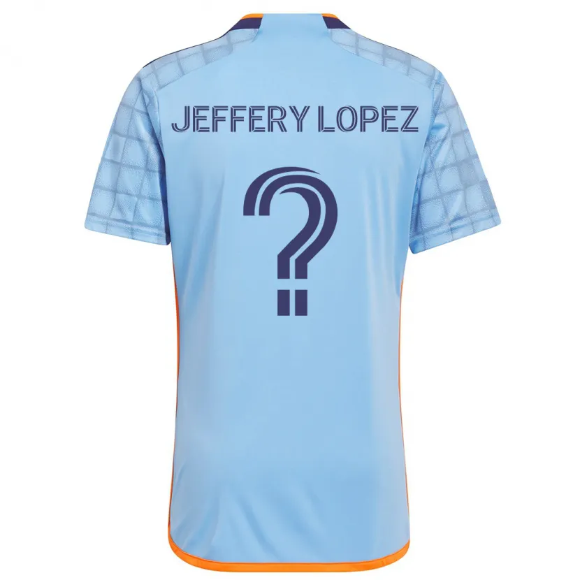 Danxen Kinderen Jeffery López #0 Blauw Oranje Thuisshirt Thuistenue 2024/25 T-Shirt