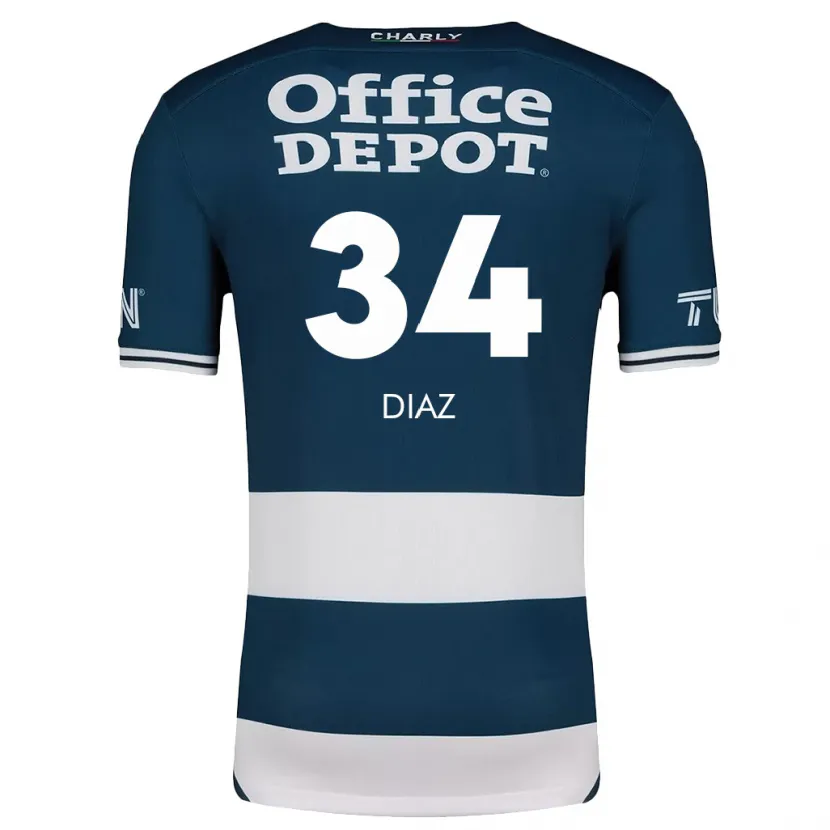 Danxen Kinderen Karen Díaz #34 Blauw Wit Thuisshirt Thuistenue 2024/25 T-Shirt