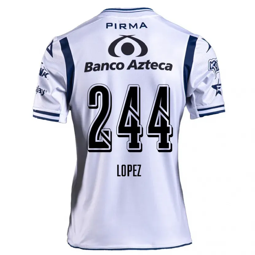 Danxen Kinderen Daniel López #244 Wit Marineblauw Thuisshirt Thuistenue 2024/25 T-Shirt