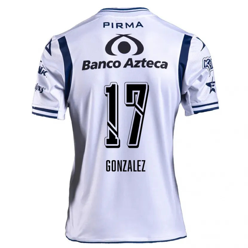 Danxen Kinderen Andrea González #17 Wit Marineblauw Thuisshirt Thuistenue 2024/25 T-Shirt