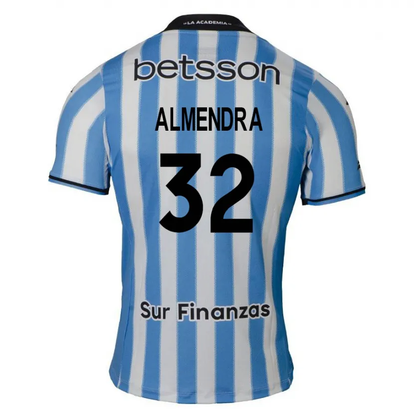 Danxen Kinderen Agustín Almendra #32 Blauw Wit Zwart Thuisshirt Thuistenue 2024/25 T-Shirt