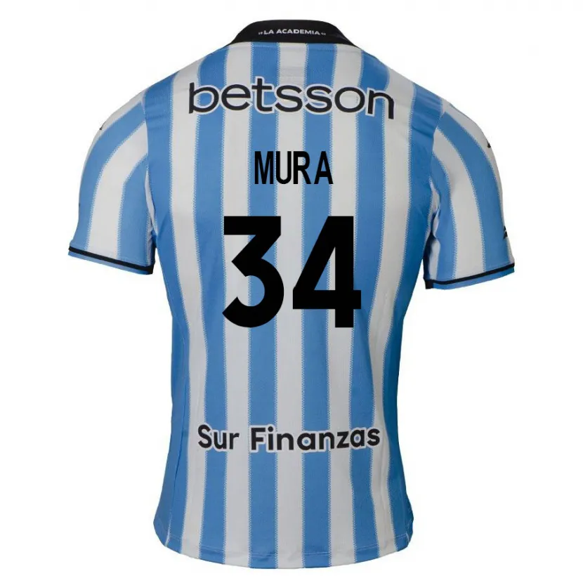 Danxen Kinderen Facundo Mura #34 Blauw Wit Zwart Thuisshirt Thuistenue 2024/25 T-Shirt