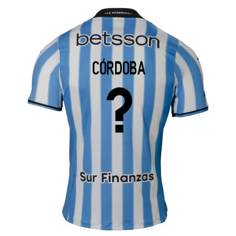 Danxen Kinderen Gonzalo Córdoba #0 Blauw Wit Zwart Thuisshirt Thuistenue 2024/25 T-Shirt