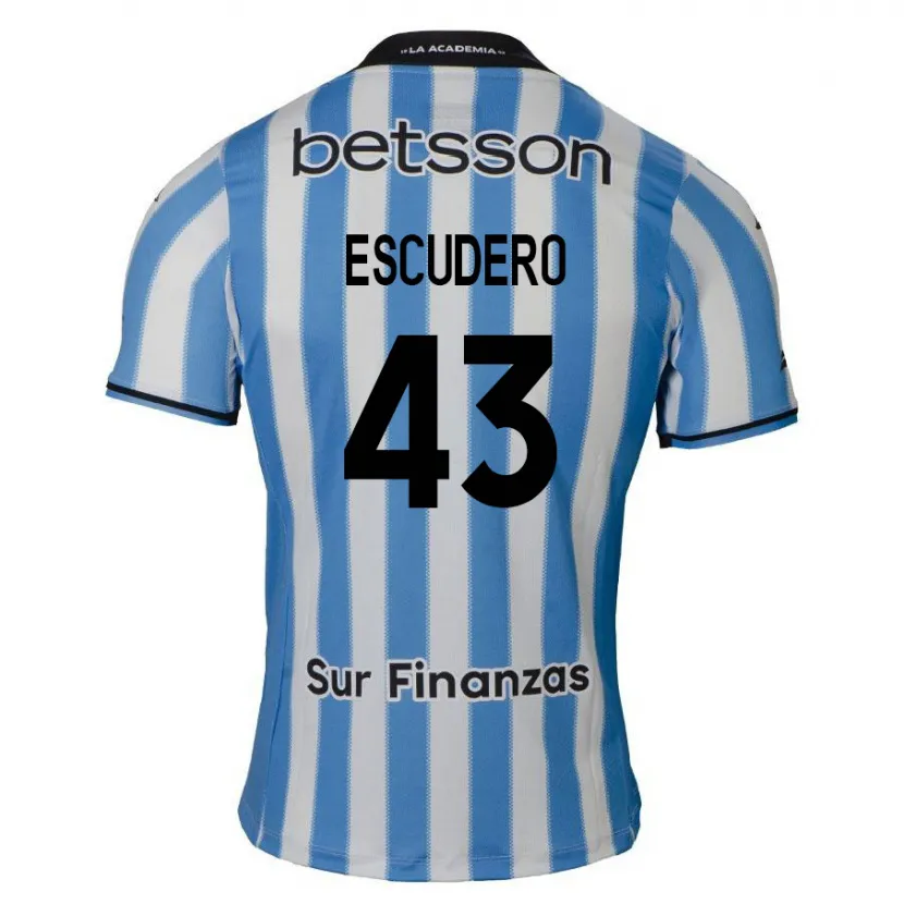 Danxen Kinderen Gonzalo Escudero #43 Blauw Wit Zwart Thuisshirt Thuistenue 2024/25 T-Shirt