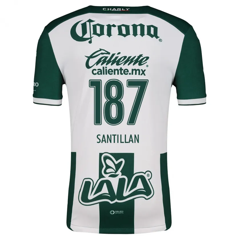 Danxen Kinderen Emilio Santillán #187 Groen Wit Thuisshirt Thuistenue 2024/25 T-Shirt