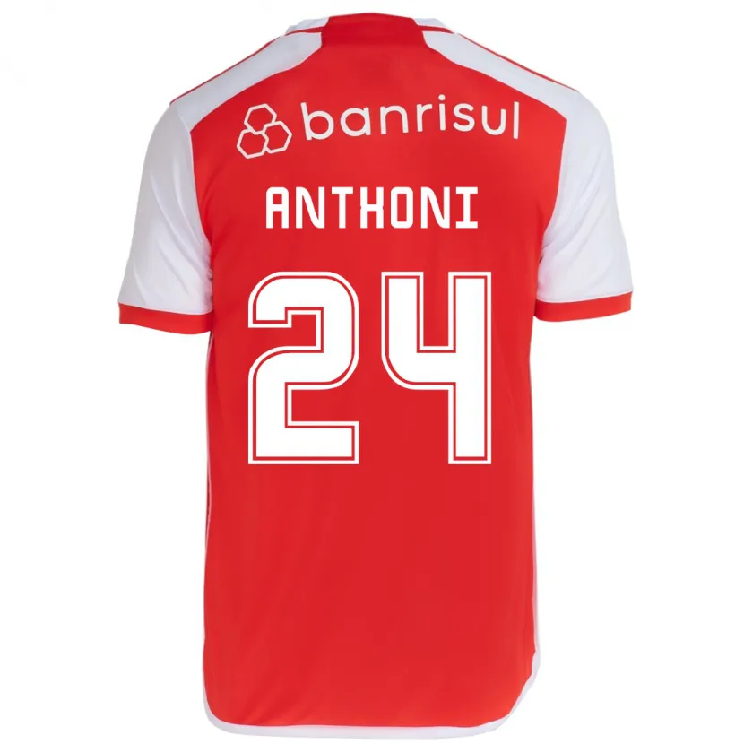 Danxen Kinderen Anthoni #24 Rood Wit Thuisshirt Thuistenue 2024/25 T-Shirt