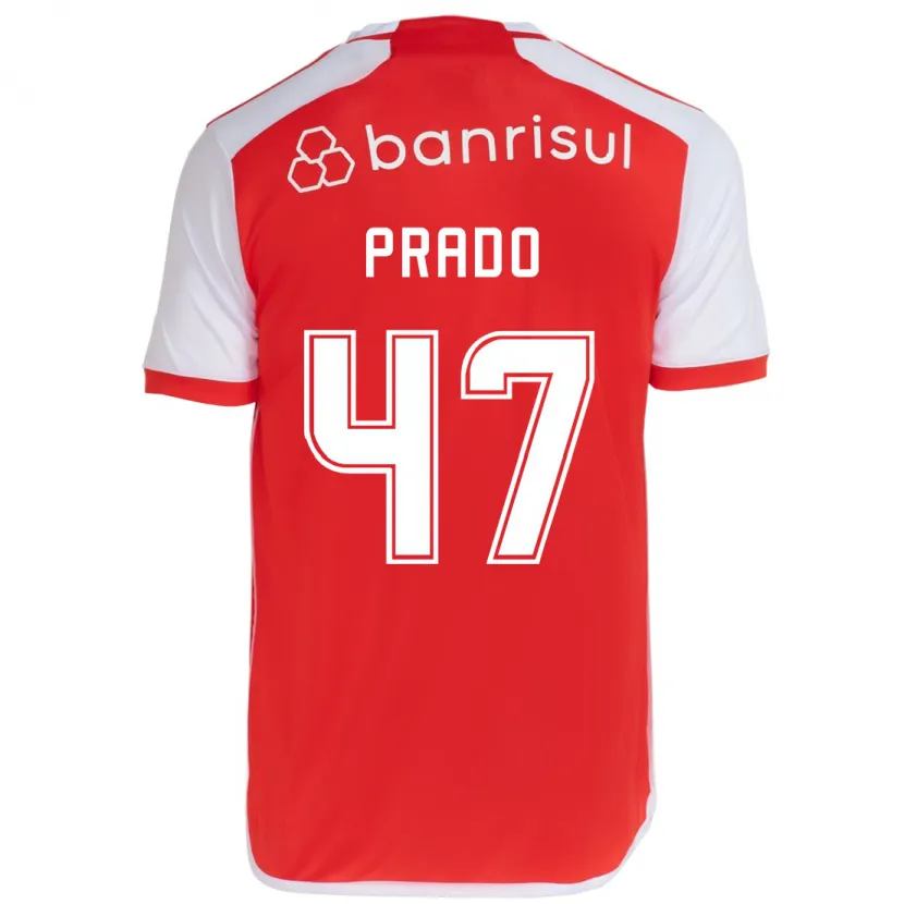 Danxen Kinderen Gustavo Prado #47 Rood Wit Thuisshirt Thuistenue 2024/25 T-Shirt