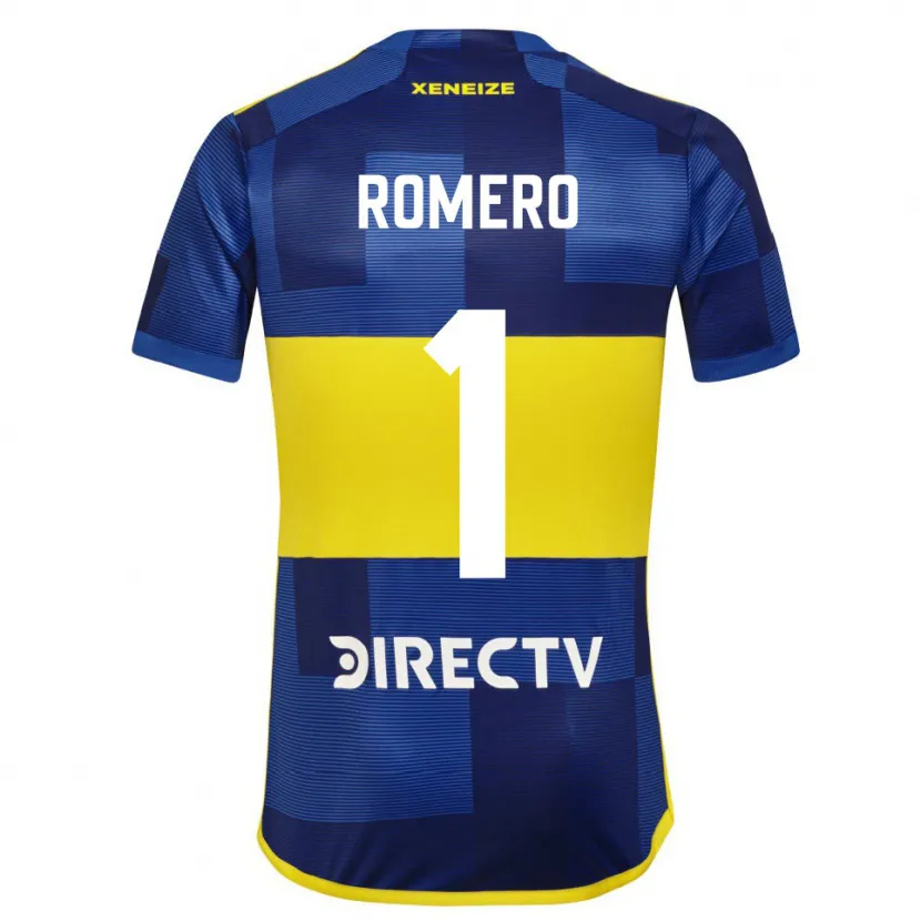 Danxen Kinderen Sergio Romero #1 Blauw Geel Thuisshirt Thuistenue 2024/25 T-Shirt