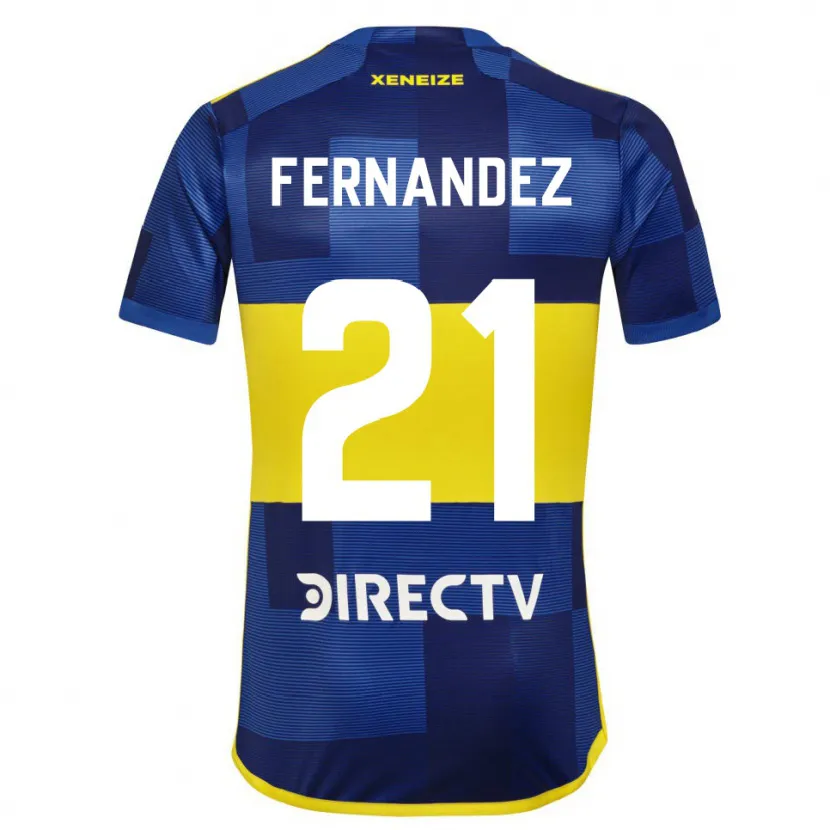 Danxen Kinderen Ezequiel Fernández #21 Blauw Geel Thuisshirt Thuistenue 2024/25 T-Shirt