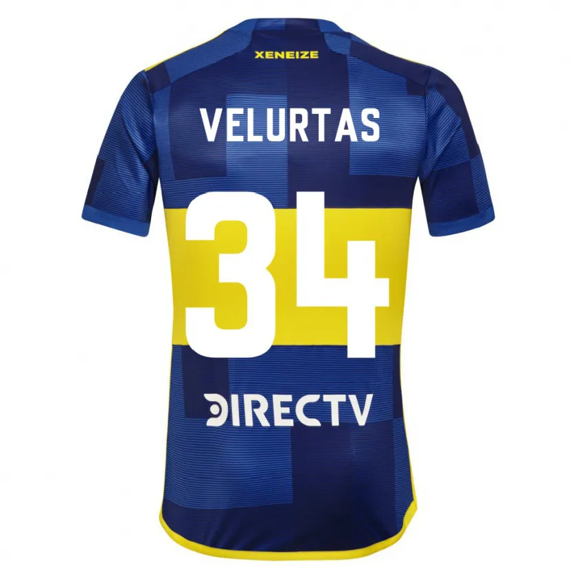 Danxen Kinderen Pedro Velurtas #34 Blauw Geel Thuisshirt Thuistenue 2024/25 T-Shirt