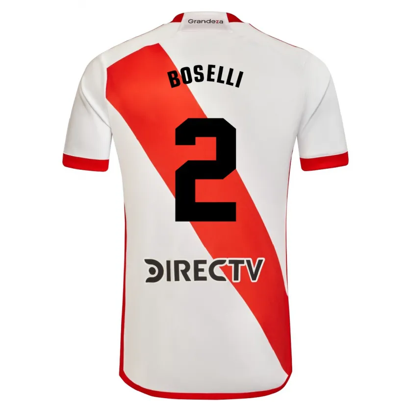 Danxen Kinderen Sebastián Boselli #2 Wit Rood Thuisshirt Thuistenue 2024/25 T-Shirt