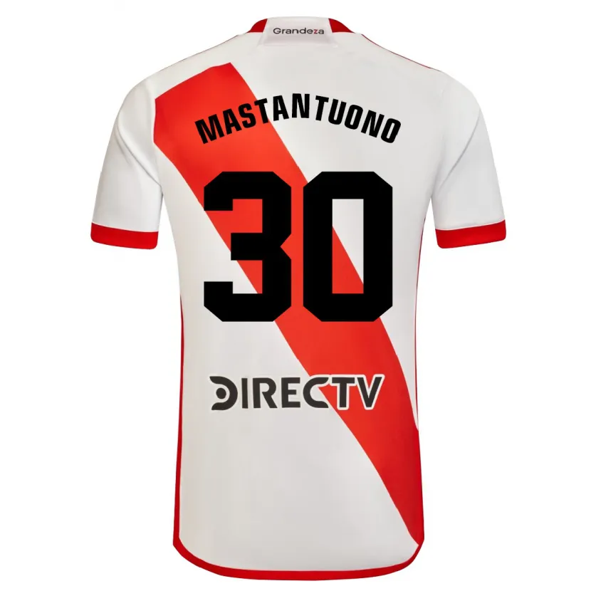 Danxen Kinderen Franco Mastantuono #30 Wit Rood Thuisshirt Thuistenue 2024/25 T-Shirt