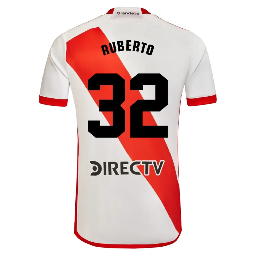 Danxen Kinderen Agustín Ruberto #32 Wit Rood Thuisshirt Thuistenue 2024/25 T-Shirt